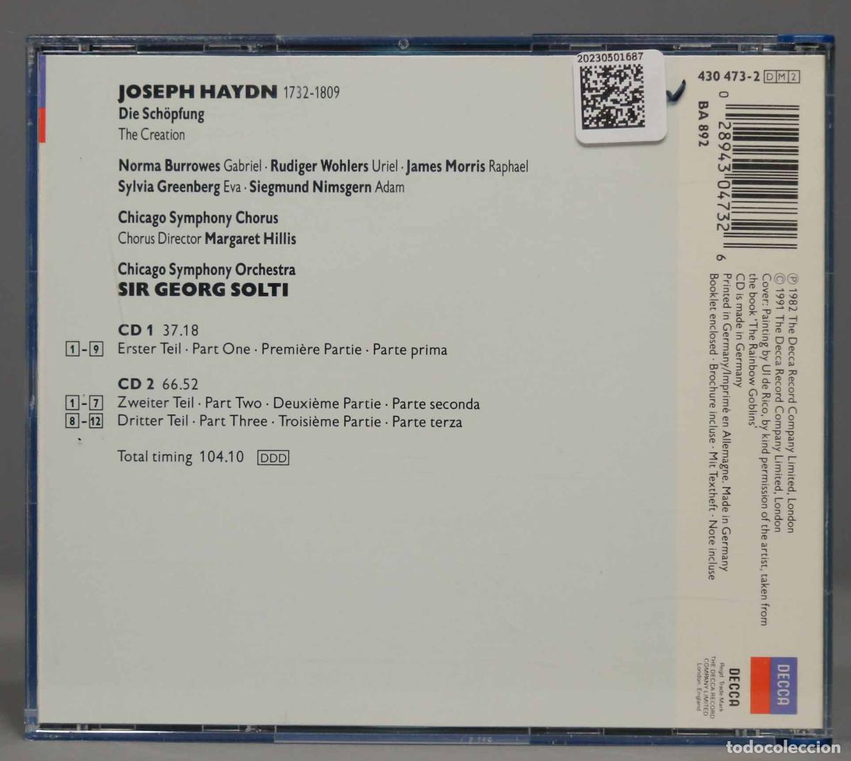 CDs de m&uacute;sica: 2 CD. THE CREATION. HAYDN. SOLTI - Foto 2