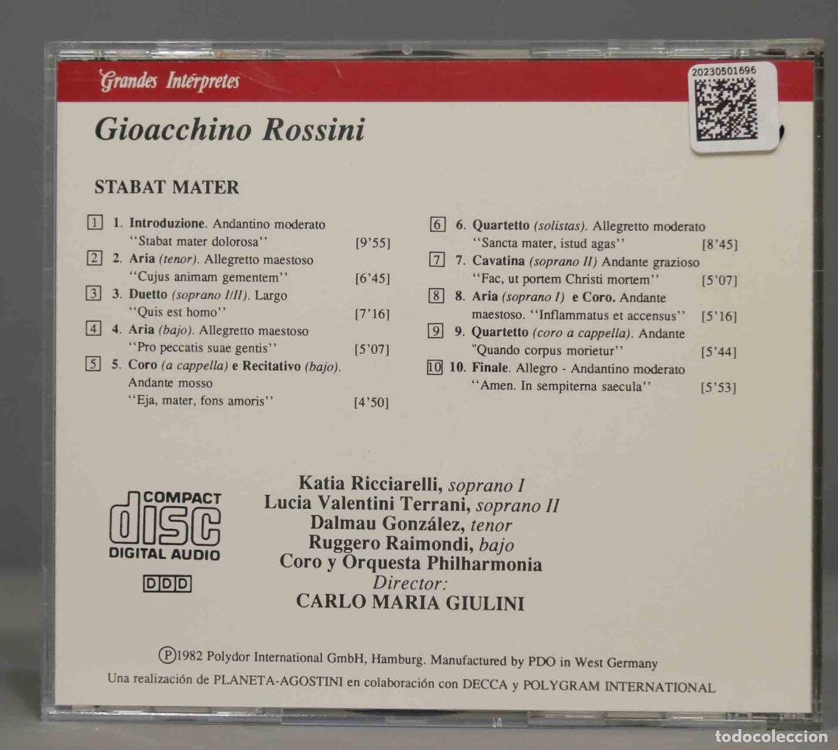 CDs de m&uacute;sica: CD. GIULINI. ROSSINI. STABAT MATER - Foto 2