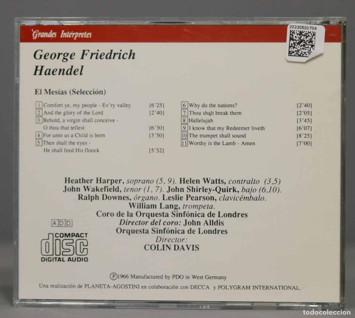 CDs de m&uacute;sica: CD. DAVIS. HAENDEL. EL MESIAS - Foto 2