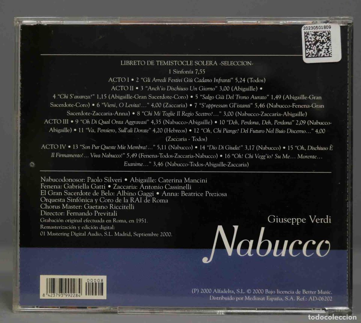 CDs de m&uacute;sica: CD. NABUCCO. VERDI. PREVITALI - Foto 2