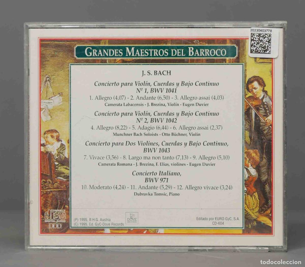 CDs de m&uacute;sica: CD. BACH. CONCIERTOS VIOLIN - Foto 2