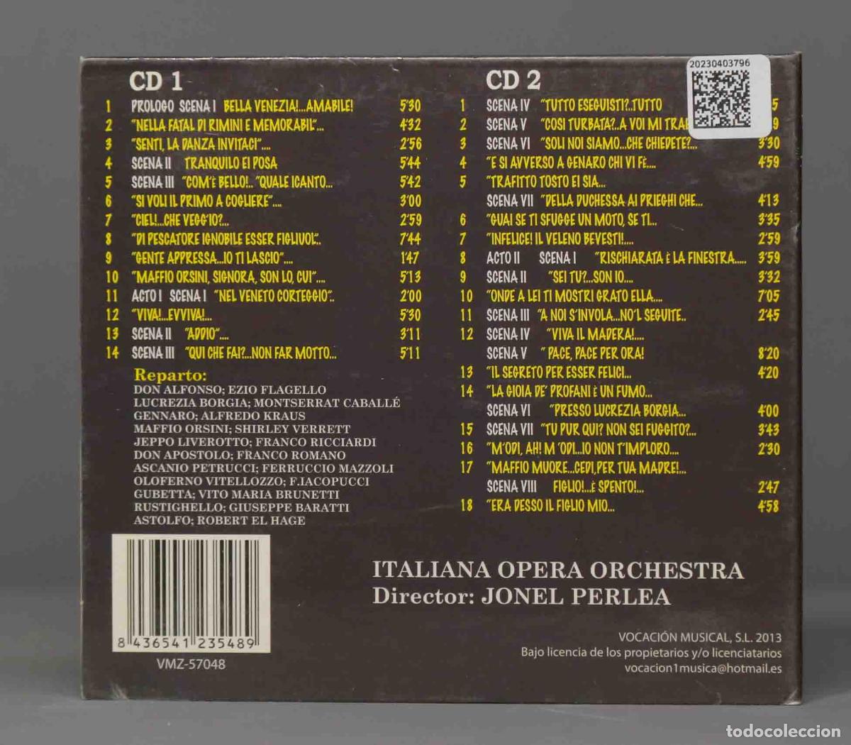 CDs de m&uacute;sica: 2 CD. LUCREZIA BORGIA. OPERA EN II ACTOS - Foto 2