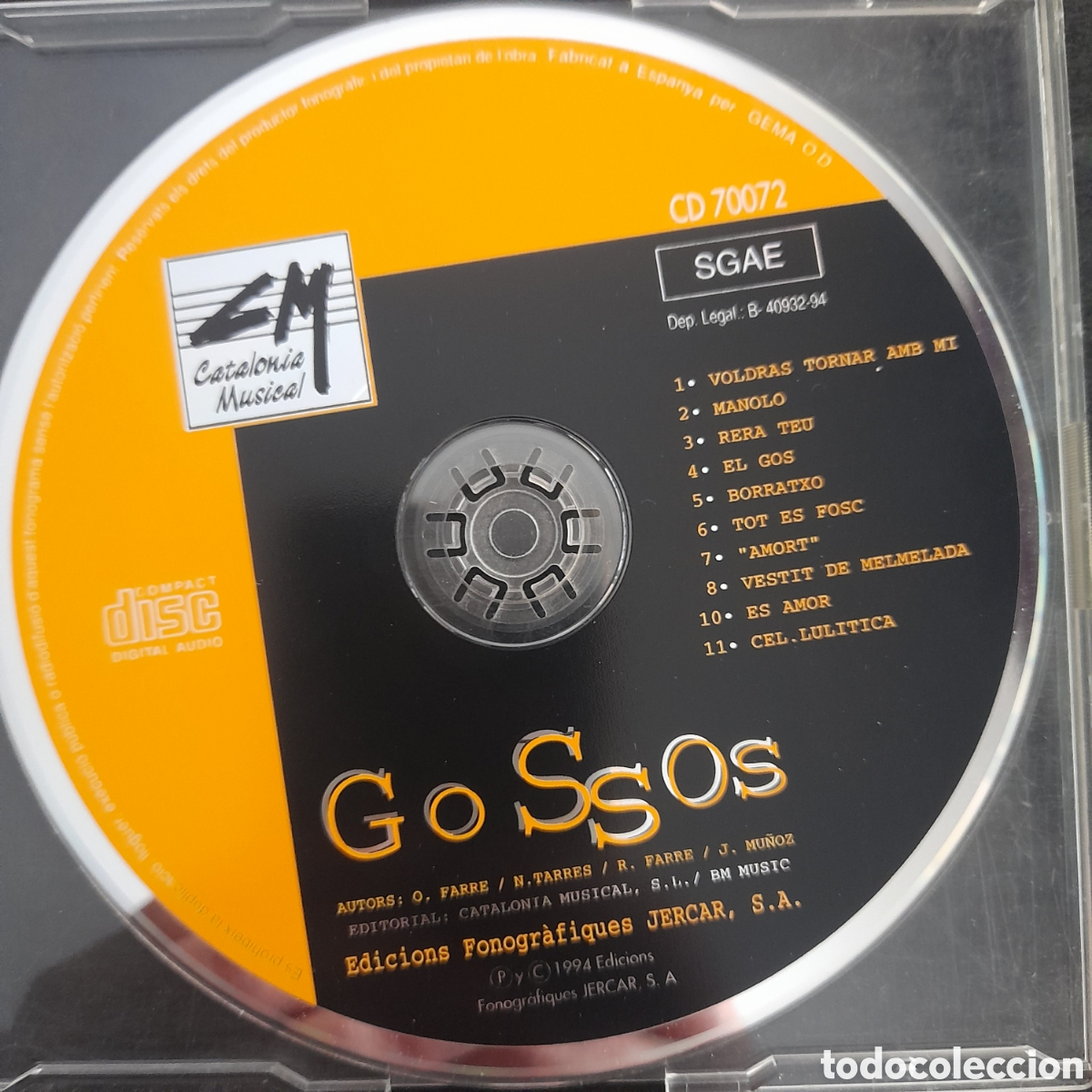 CDs de m&uacute;sica: Gossos &ndash; Aquest Estiu. 1996. CD, Single - Foto 3