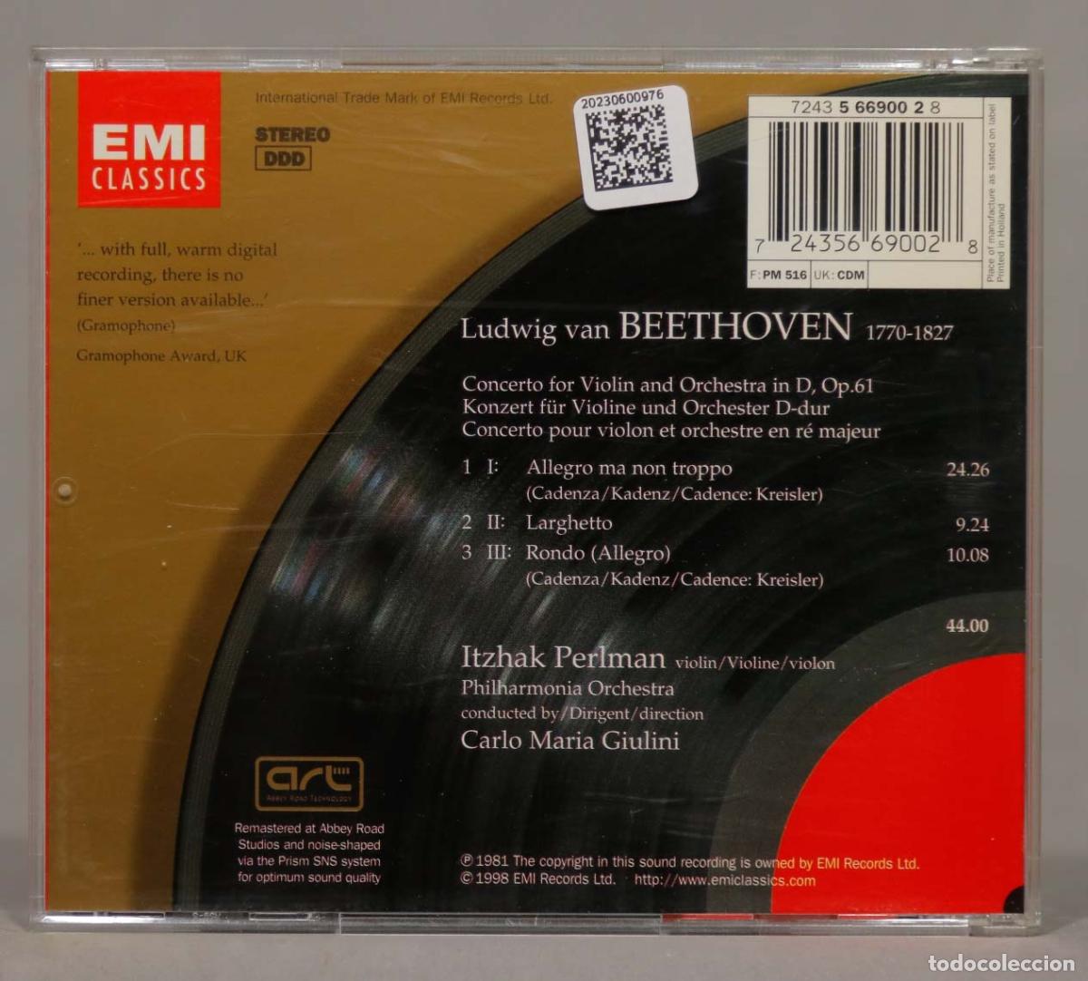 CDs de m&uacute;sica: CD. Violin Concerto. GIULINI. BEETHOVEN - Foto 2