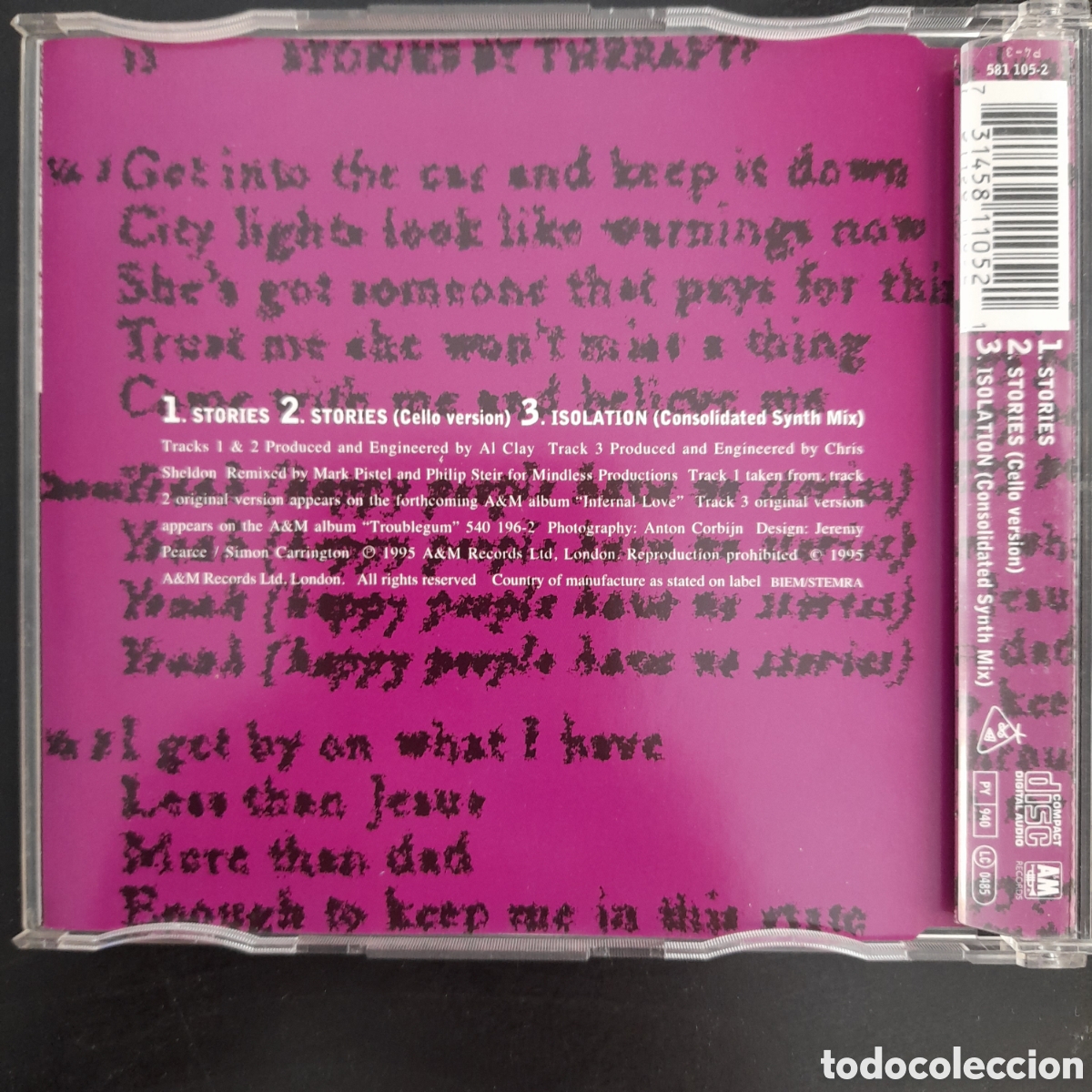 CDs de m&uacute;sica: Therapy? &ndash; Stories. 1995, Europa. CD, Single - Foto 2