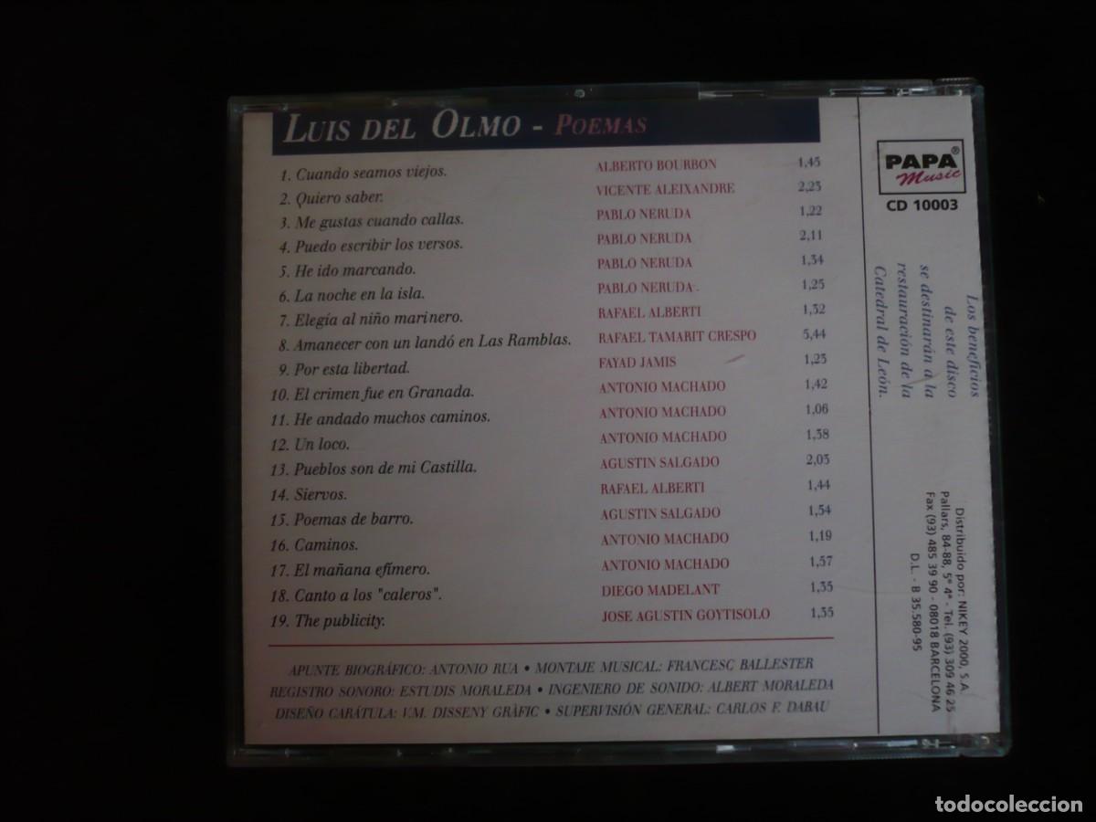 CDs de m&uacute;sica: luis del olmo - poemas - cd como nuevo - Foto 2