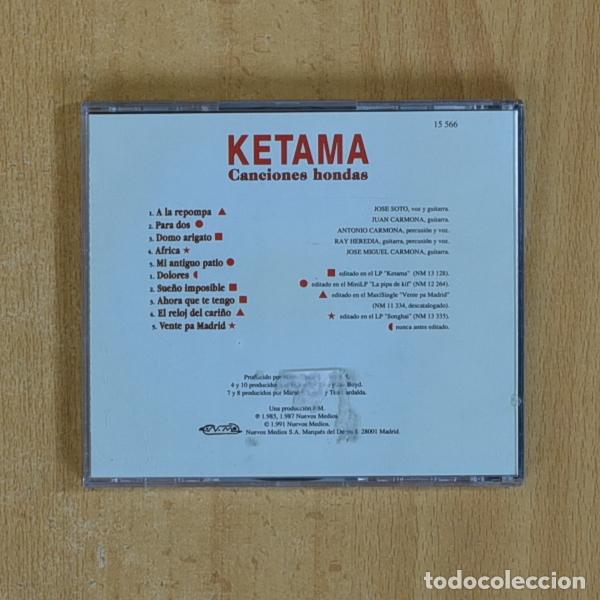 CDs de m&uacute;sica: KETAMA - CANCIONES HONDAS - CD - Foto 2