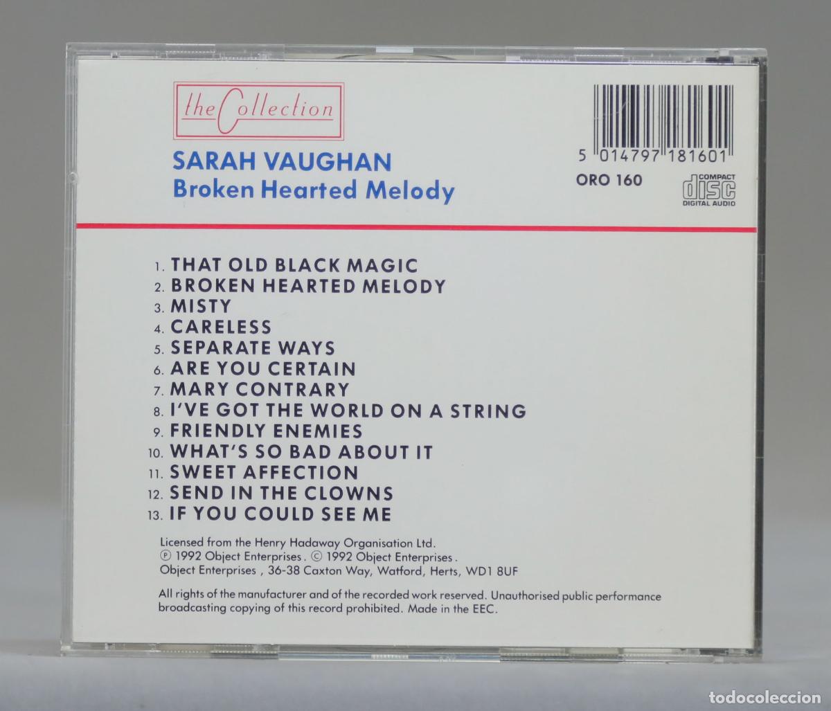 CDs de m&uacute;sica: CD. Sarah Vaughan &ndash; Broken Hearted Melody - Foto 2