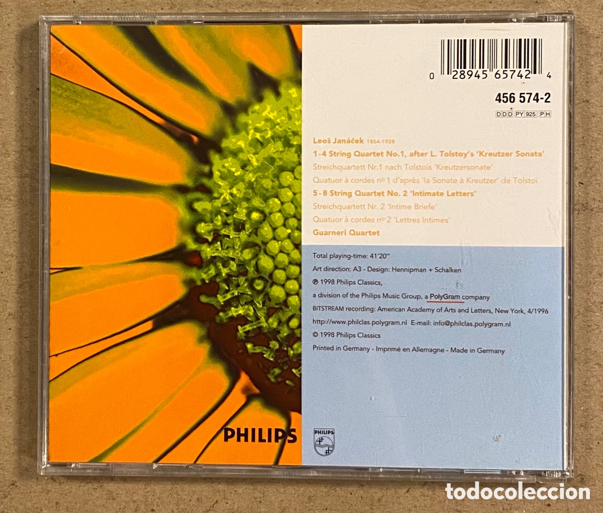CDs de m&uacute;sica: CD. LEO&Scaron; JAN&Aacute;ČEK STRING QUARTETS GUARNERI QUARTET (PHILIPS CLASSICS 1998). - Foto 2