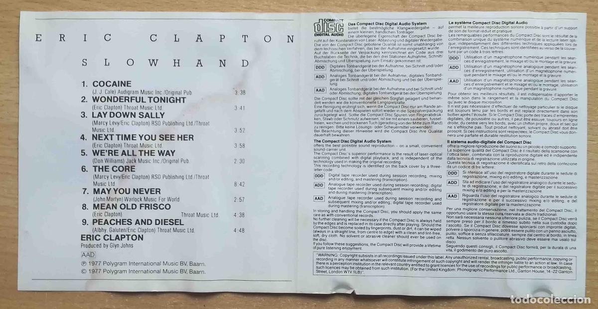CDs de m&uacute;sica: CD Eric Clapton: Slowhand. - Foto 4