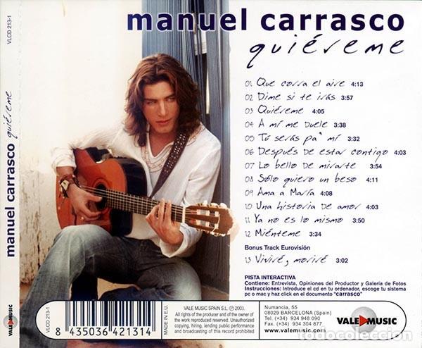 CDs de m&uacute;sica: Manuel Carrasco &ndash; Qui&eacute;reme-SPAIN-2003-CD - Foto 2