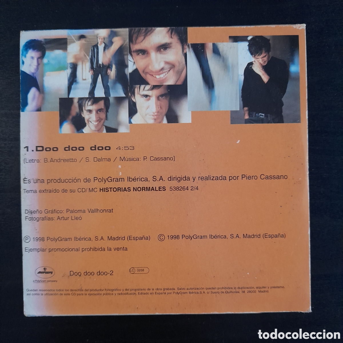 CDs de m&uacute;sica: Sergio Dalma &ndash; Doo Doo Doo. CD, Single, Promo, 1998 - Foto 2