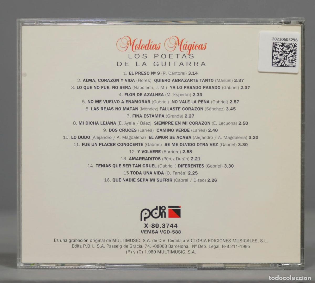 CDs de m&uacute;sica: CD. MELODIAS MAGICAS. LOS POETAS DE LA GUITARRA - Foto 2