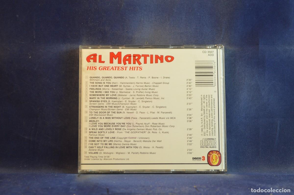 CDs de m&uacute;sica: AL MARTINO - HIS GREATEST HITS - CD - Foto 2