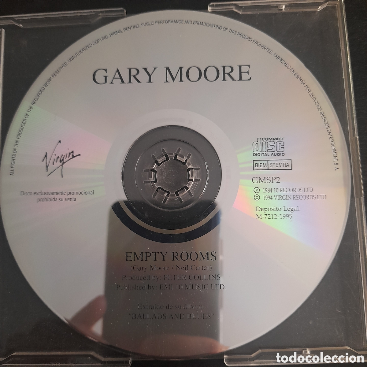 CDs de m&uacute;sica: Gary Moore &ndash; Empty Rooms. CD, Single, Promo 1995 Espa&ntilde;a - Foto 2