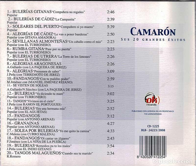 CDs de m&uacute;sica: Camar&oacute;n - Sus 20 Grandes Exitos. CD - Foto 2