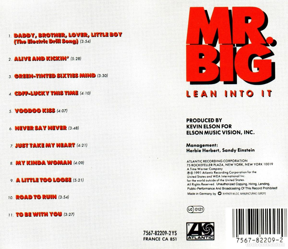 CDs de m&uacute;sica: �R5292 - MR. BIG. LEAN INTO IT. CD. - Foto 2