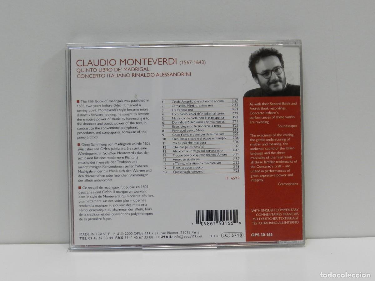 CDs de m&uacute;sica: DISCO CD. Monteverdi &ndash; Quinto Libro De Madrigali. COMPACT DISC. - Foto 2