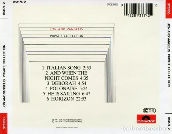 CDs de m&uacute;sica: Jon And Vangelis &ndash; Private Collection - Foto 2