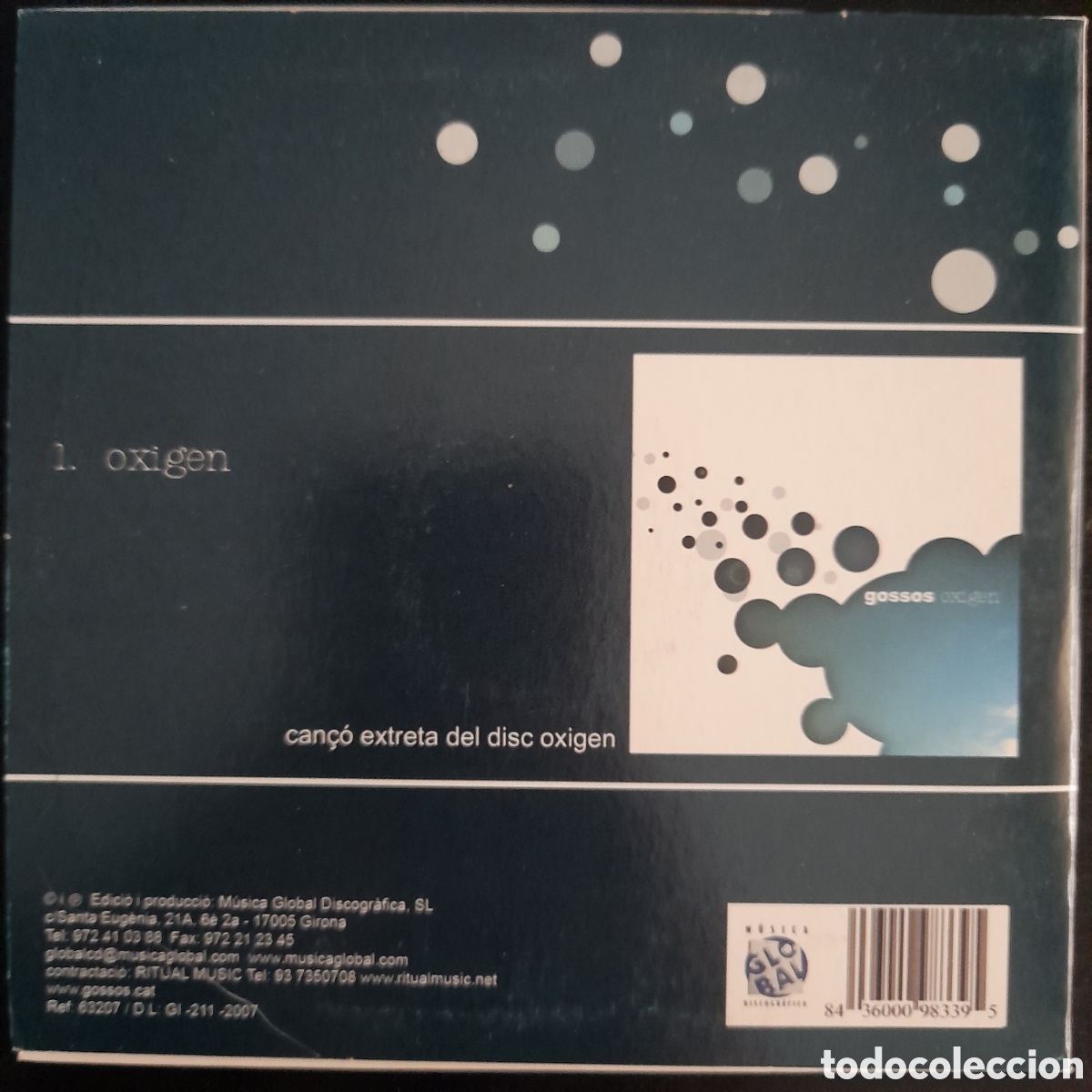 CDs de m&uacute;sica: Gossos &ndash; Oxigen (Single). CD, Single, Cardboard Sleeve - Foto 2