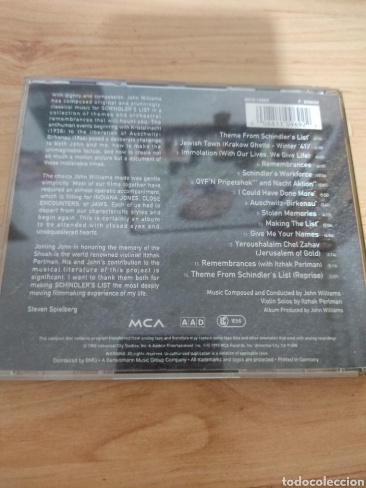 CDs de m&uacute;sica: BSO SCHINDLER&acute;S LIST CD - Foto 2
