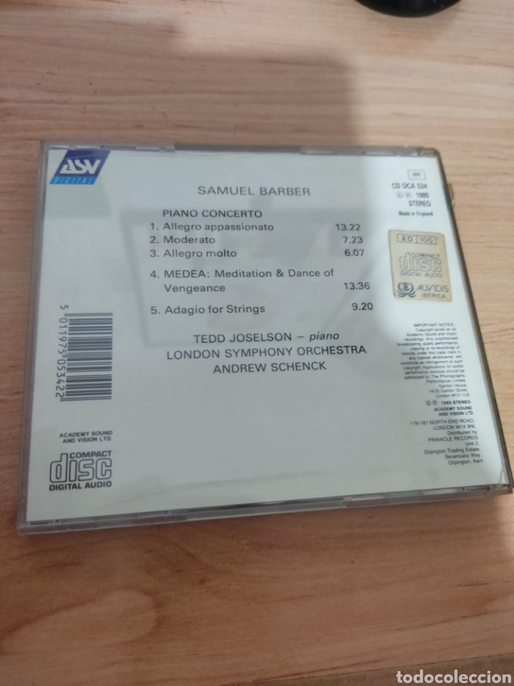 CDs de m&uacute;sica: CD SAMUEL BARBER PIANO CONCERTO - Foto 2
