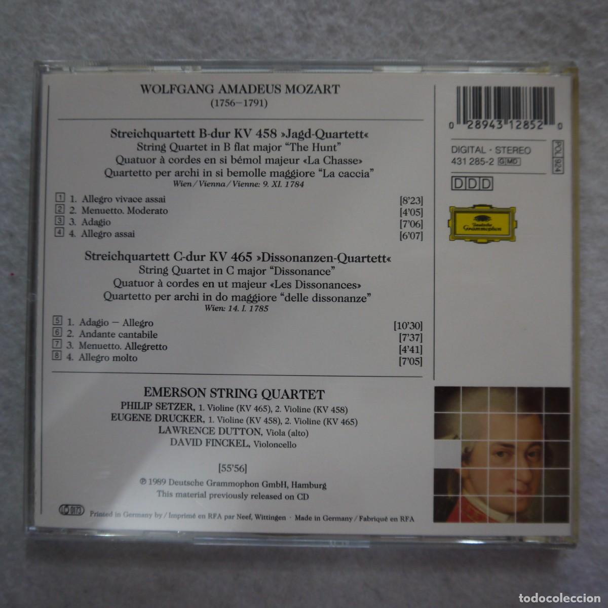 CDs de m&uacute;sica: W.A. MOZART / EMERSON STRING QUARTET - JAGD-QUARTETT, DISSONANZEN-QUARTETT - CD - Foto 3