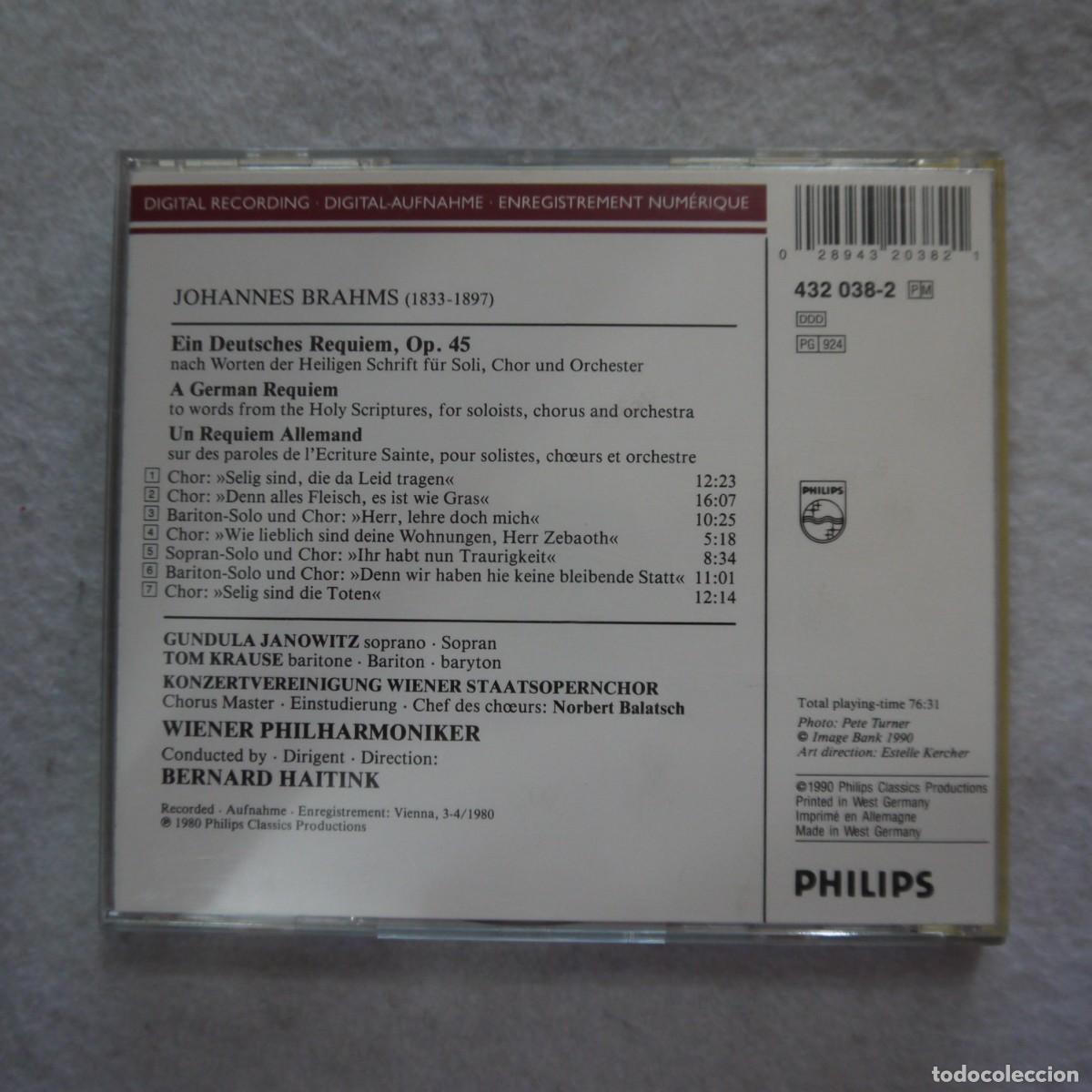 CDs de m&uacute;sica: BERNARD HAITINK - BRAHMS EIN DEUTSCHES REQUIEM - CD - Foto 3