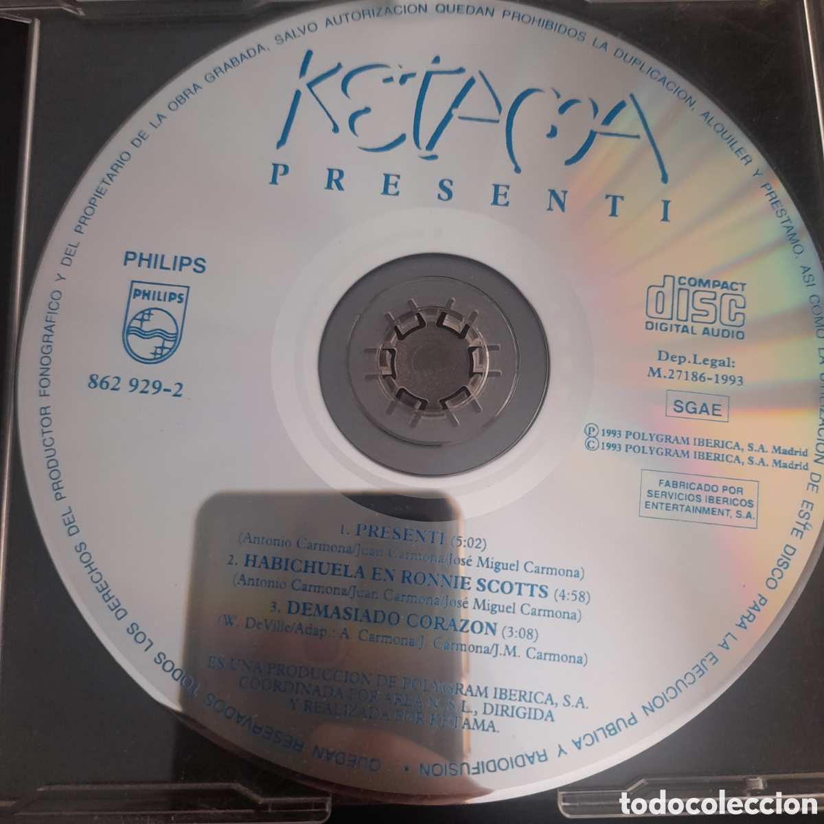 CDs de m&uacute;sica: Ketama &ndash; Present&iacute;. CD, Single - Foto 3