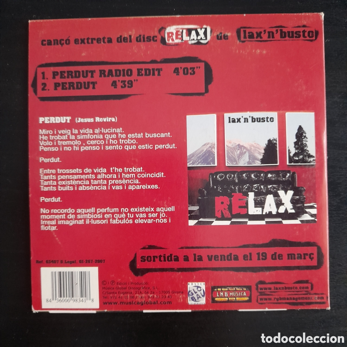 CDs de m&uacute;sica: LaxNBusto &ndash; Perdut. Cd single 2007 - Foto 2