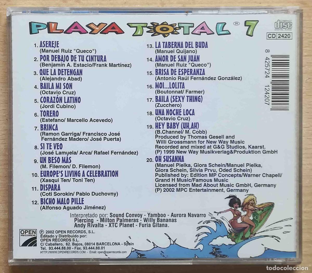 CDs de m&uacute;sica: CD Playa Total 7 - 20 &eacute;xitos 2002. - Foto 3