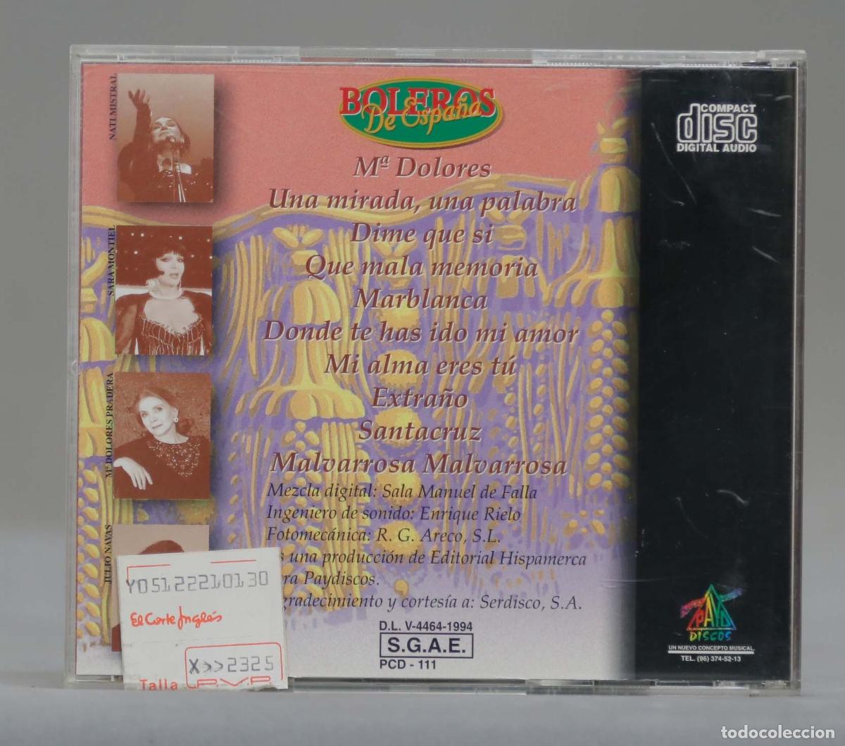 CDs de m&uacute;sica: CD. BOLEROS DE ESPA&Ntilde;A. VOL. 1 - Foto 2