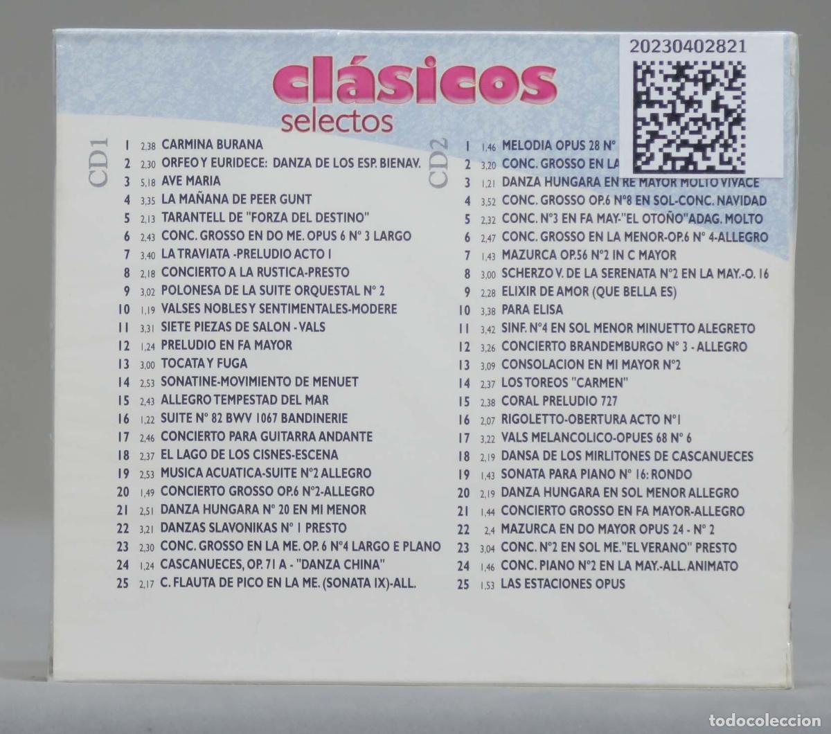 CDs de m&uacute;sica: 2 CD. CLASICOS SELECTOS. PRECINTADO - Foto 2