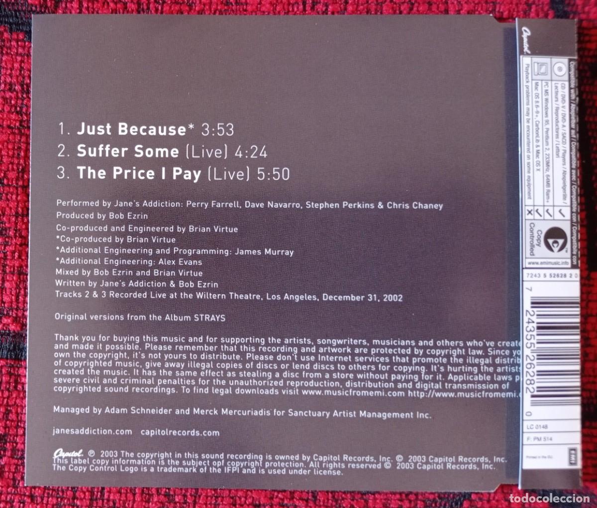 CDs de m&uacute;sica: JANES ADDICTION ** Just Because ** ORIGINAL 2003 CD Single - Foto 2