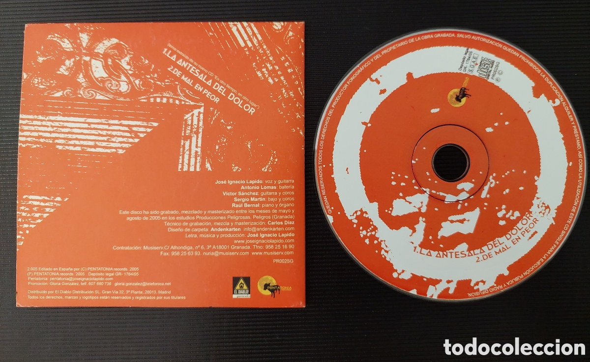 CDs de m&uacute;sica: Jos&eacute; Ignacio Lapido CD single La antesala del dolor 091 - Foto 2