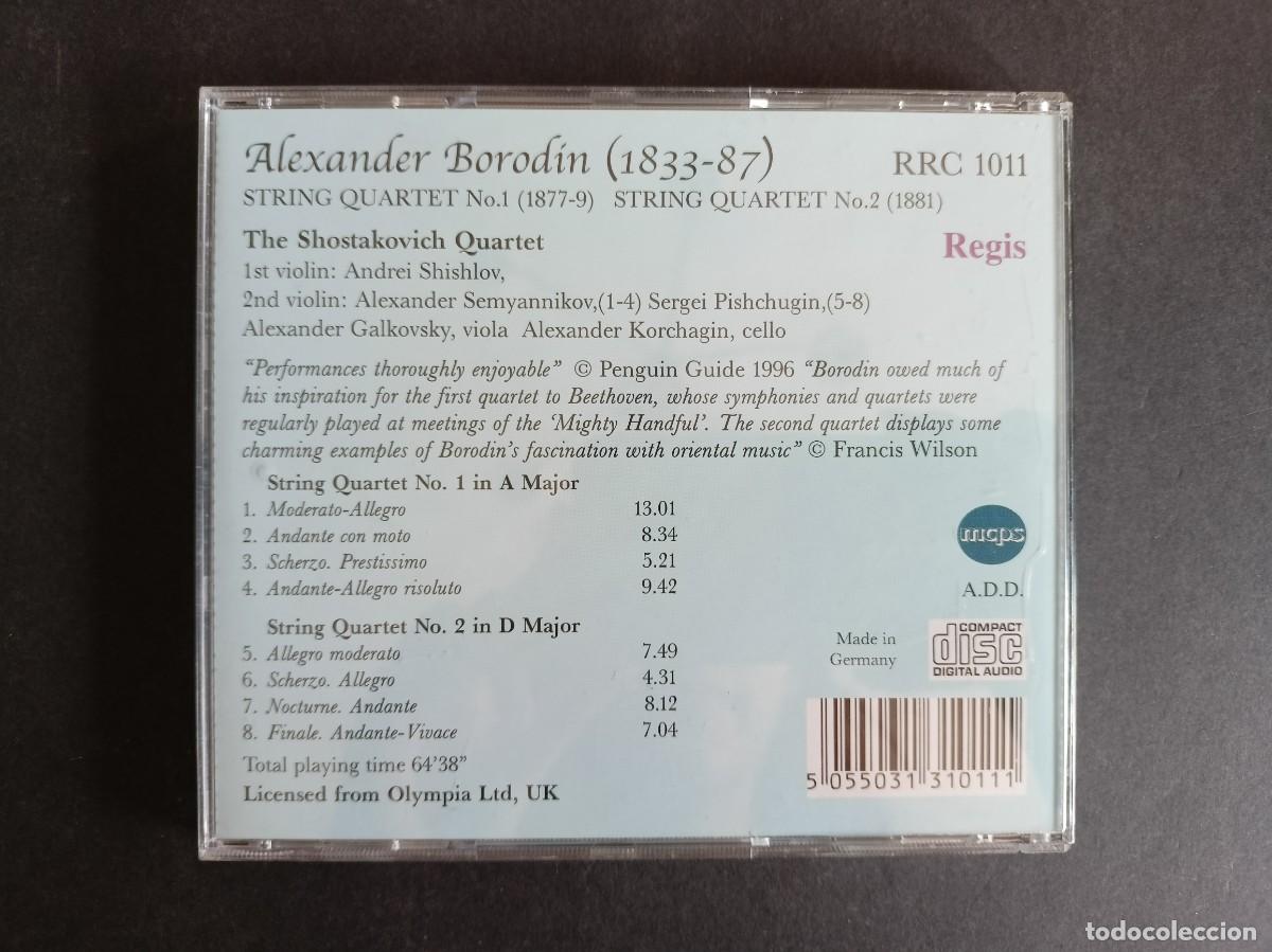 CDs de m&uacute;sica: BORODIN - String quartets 1 & 2 - Shostakovich Quartet - Regis - Foto 3