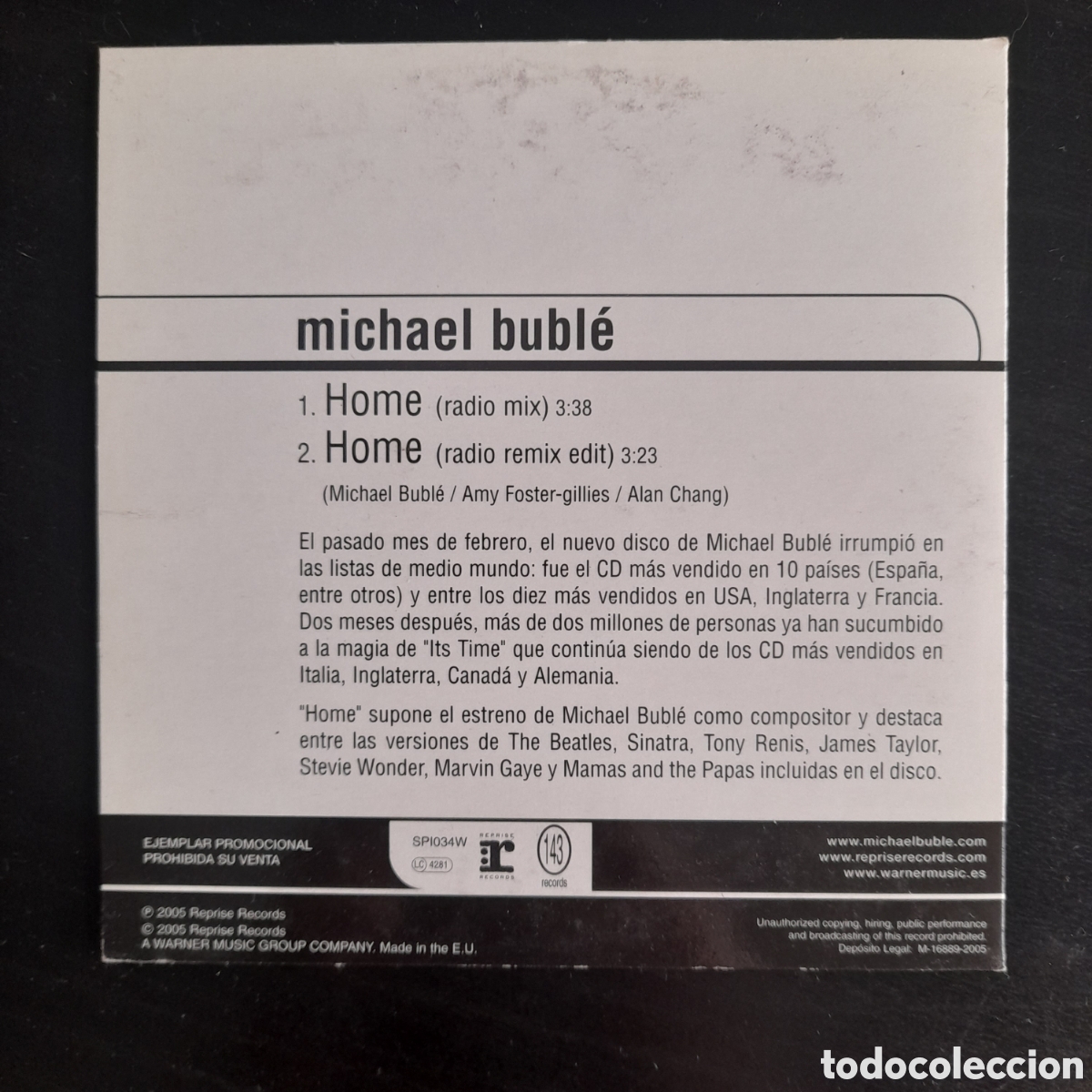 CDs de m&uacute;sica: Michael Bubl&eacute; &ndash; Home. CD, Single, Promo 2005 Espa&ntilde;a - Foto 2
