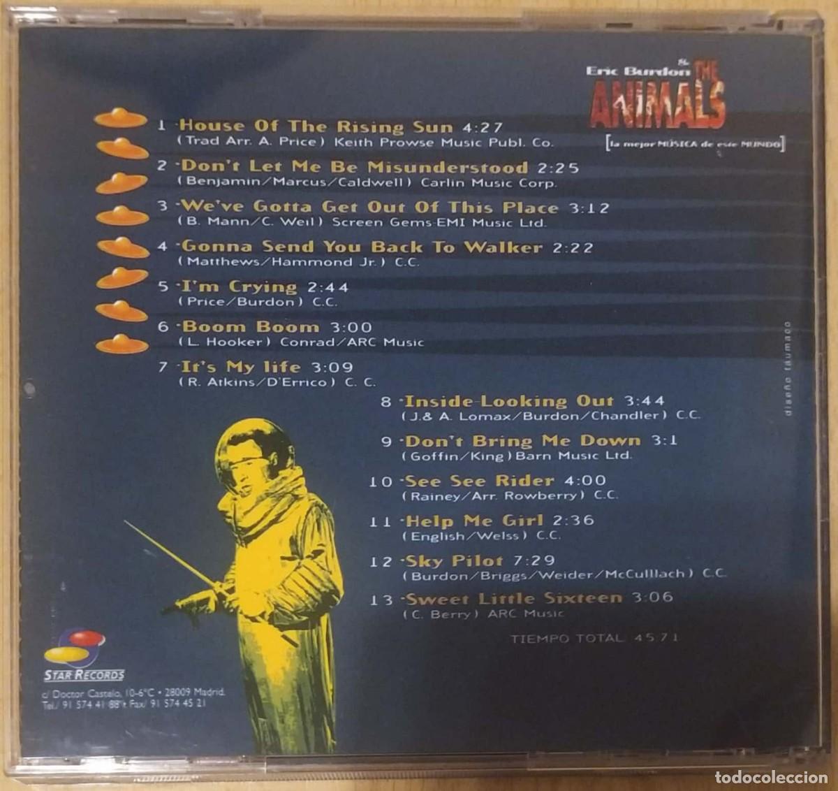CDs de m&uacute;sica: ERIC BURDON & THE ANIMALS (13 GRANDES EXITOS EN VERSION ORIGINAL) CD 1998 - Foto 2