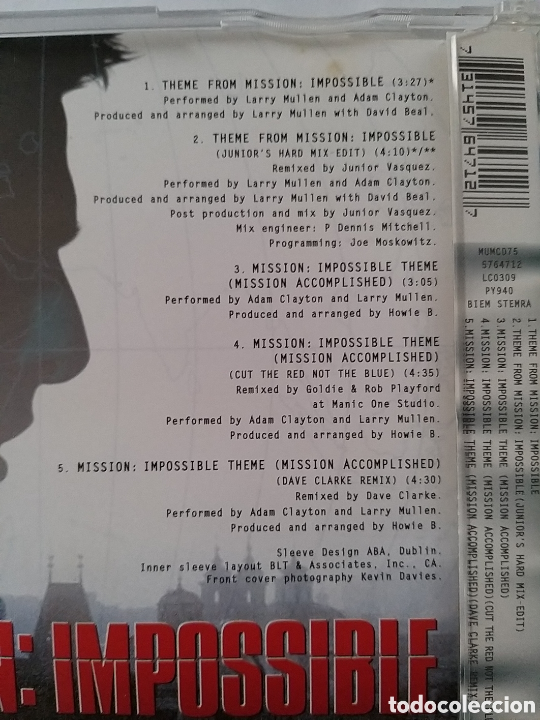CDs de m&uacute;sica: ADAM CLAYTON & LARRY MULLEN - MISSION: IMPOSSIBLE - Foto 3