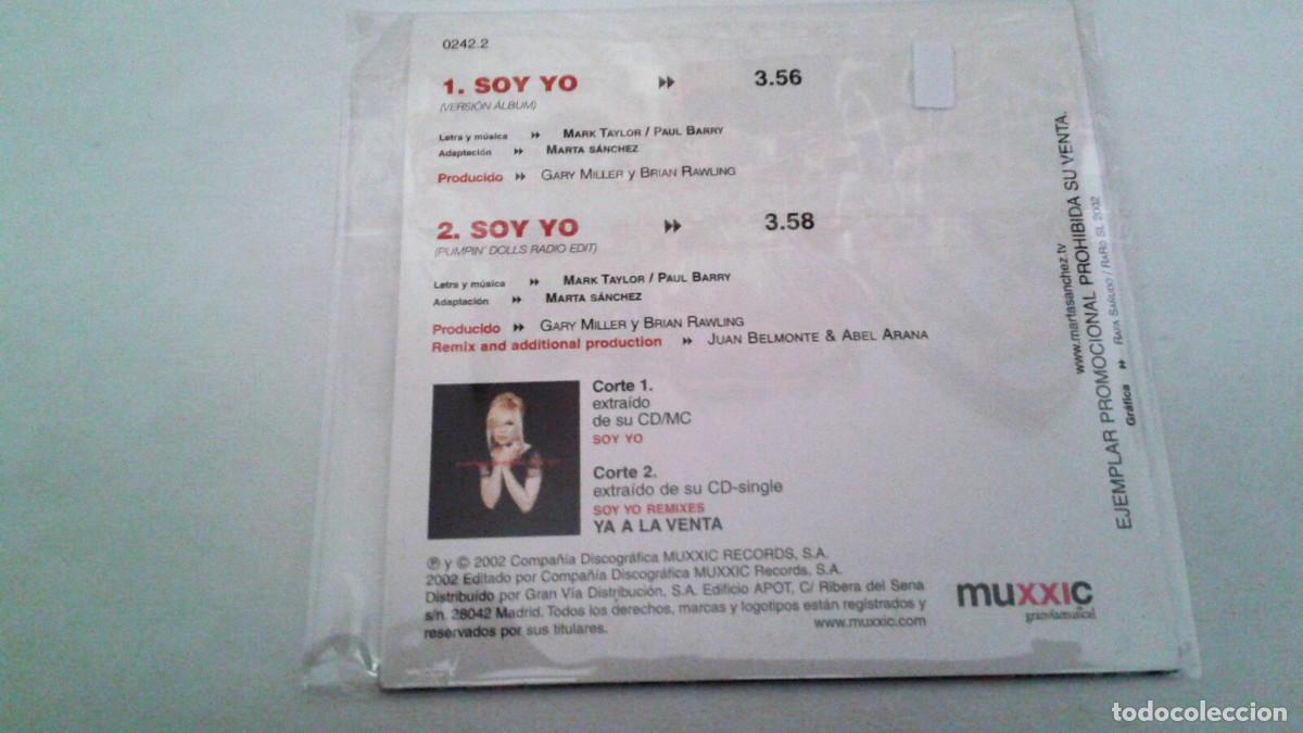 CDs de m&uacute;sica: MARTA SANCHEZ &rdquo;SOY YO&rdquo; CD SINGLE 2 TRACKS - Foto 2
