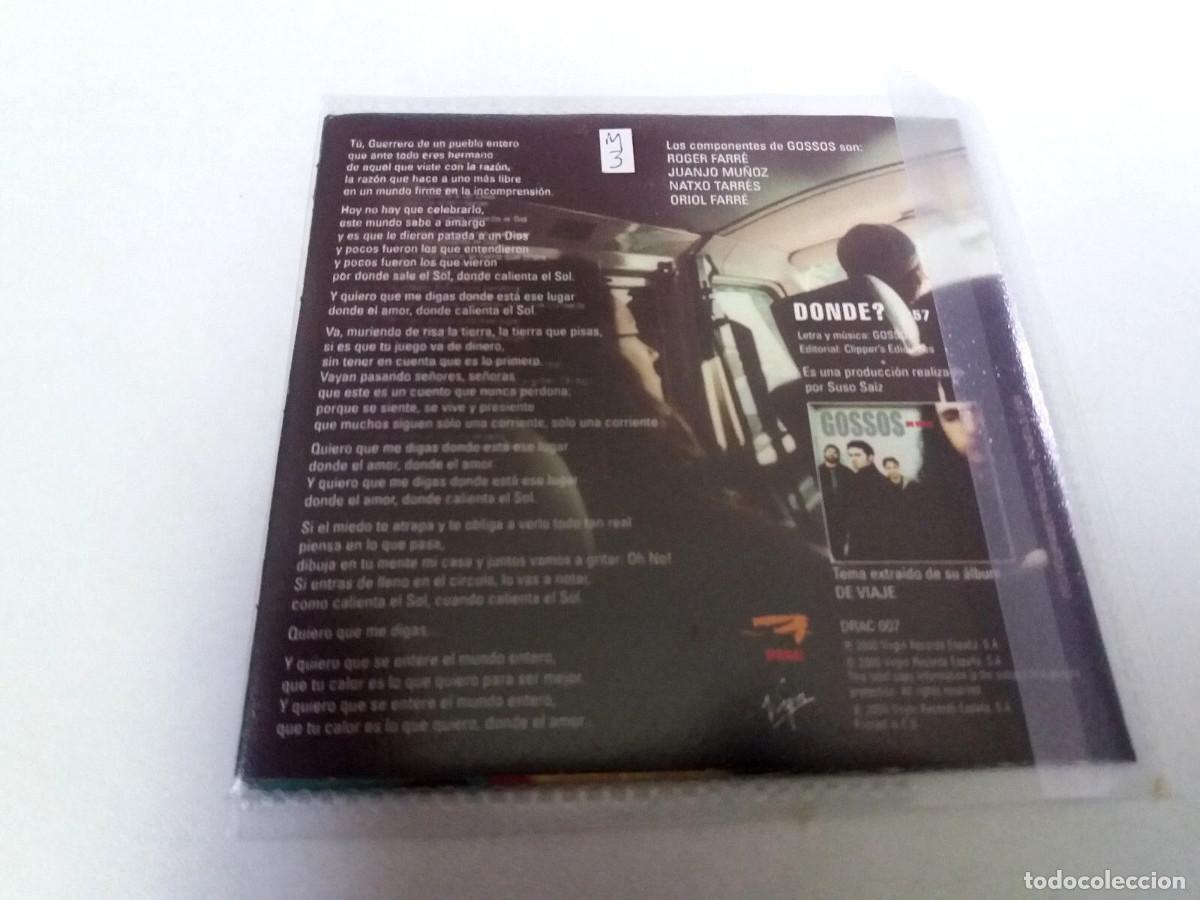 CDs de m&uacute;sica: GOSSOS &rdquo;DONDE ?&rdquo; CD SINGLE 1 TRACKS - Foto 2