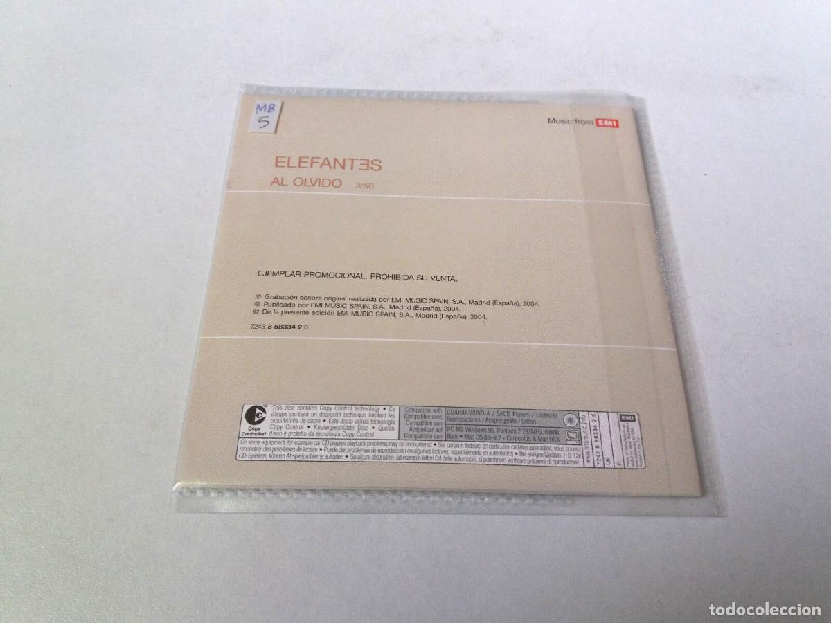 CDs de m&uacute;sica: ELEFANTES &rdquo;AL OLVIDO&rdquo; CD SINGLE 1 TRACKS - Foto 2