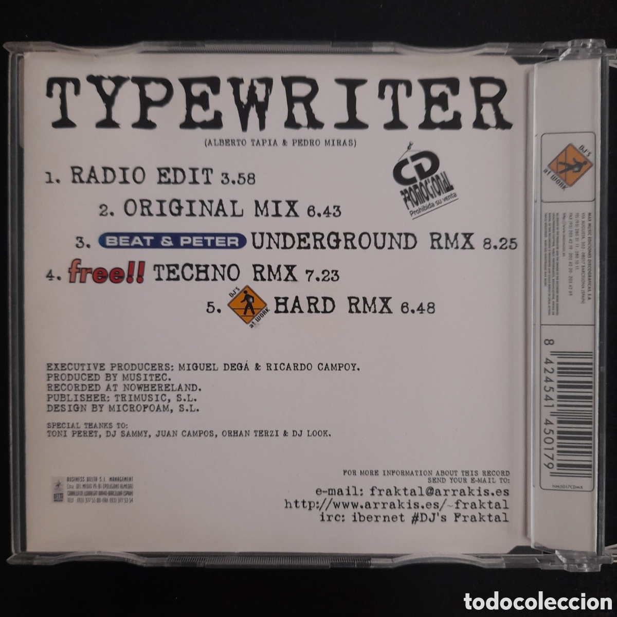 CDs de m&uacute;sica: Object One &ndash; Typewriter. 1997, Espa&ntilde;a. CD, Maxi-Single, Promo - Foto 2
