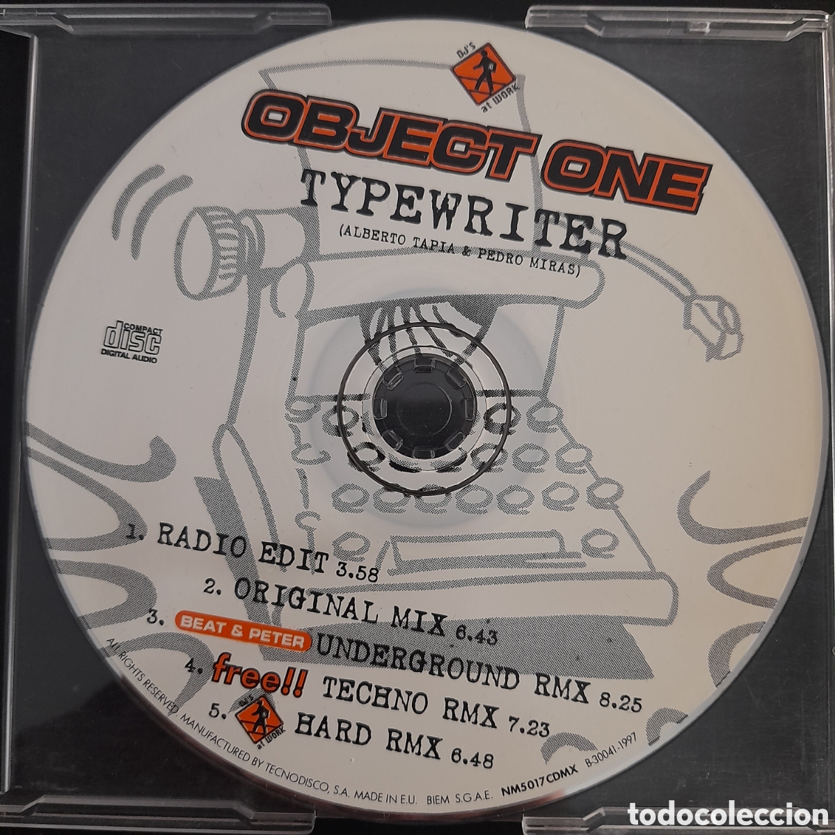 CDs de m&uacute;sica: Object One &ndash; Typewriter. 1997, Espa&ntilde;a. CD, Maxi-Single, Promo - Foto 3