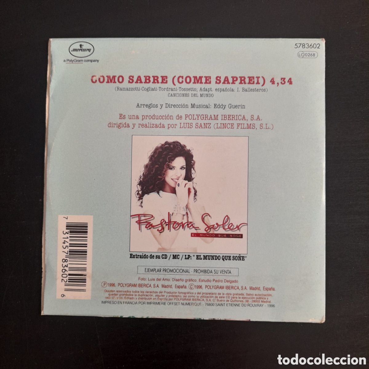 CDs de m&uacute;sica: Pastora Soler &ndash; Como Sabr&eacute;. CD, Single, Promo 1996 - Foto 2
