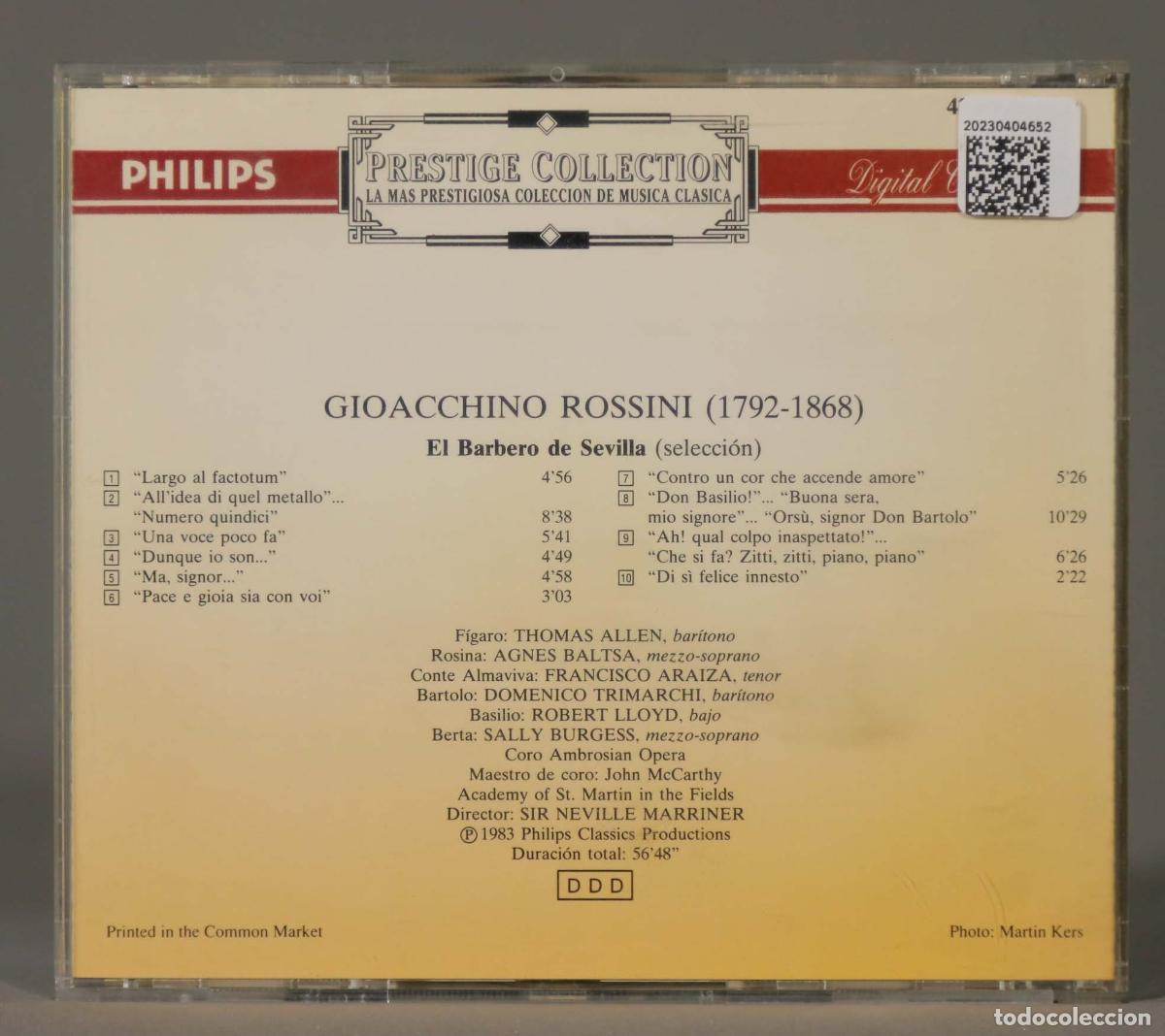 CDs de m&uacute;sica: CD. ROSSINI. MARRINER - Foto 2