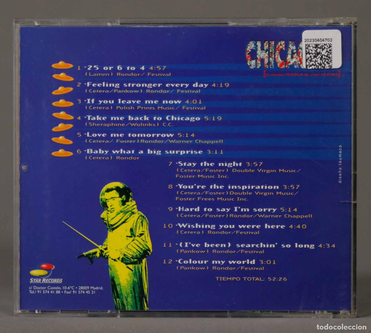 CDs de m&uacute;sica: CD. CHICAGO. 12 GRANDES EXITOS EN VERSION ORIGINAL - Foto 2