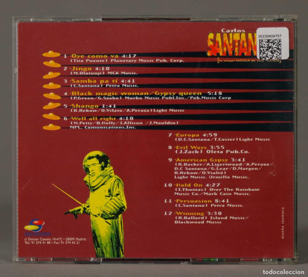 CDs de m&uacute;sica: CD. SANTANA. 12 Grandes &Eacute;xitos En Versi&oacute;n Original - Foto 2