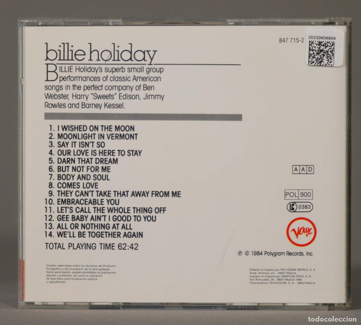 CDs de m&uacute;sica: CD. Billie Holiday &ndash; The Silver Collection - Foto 2