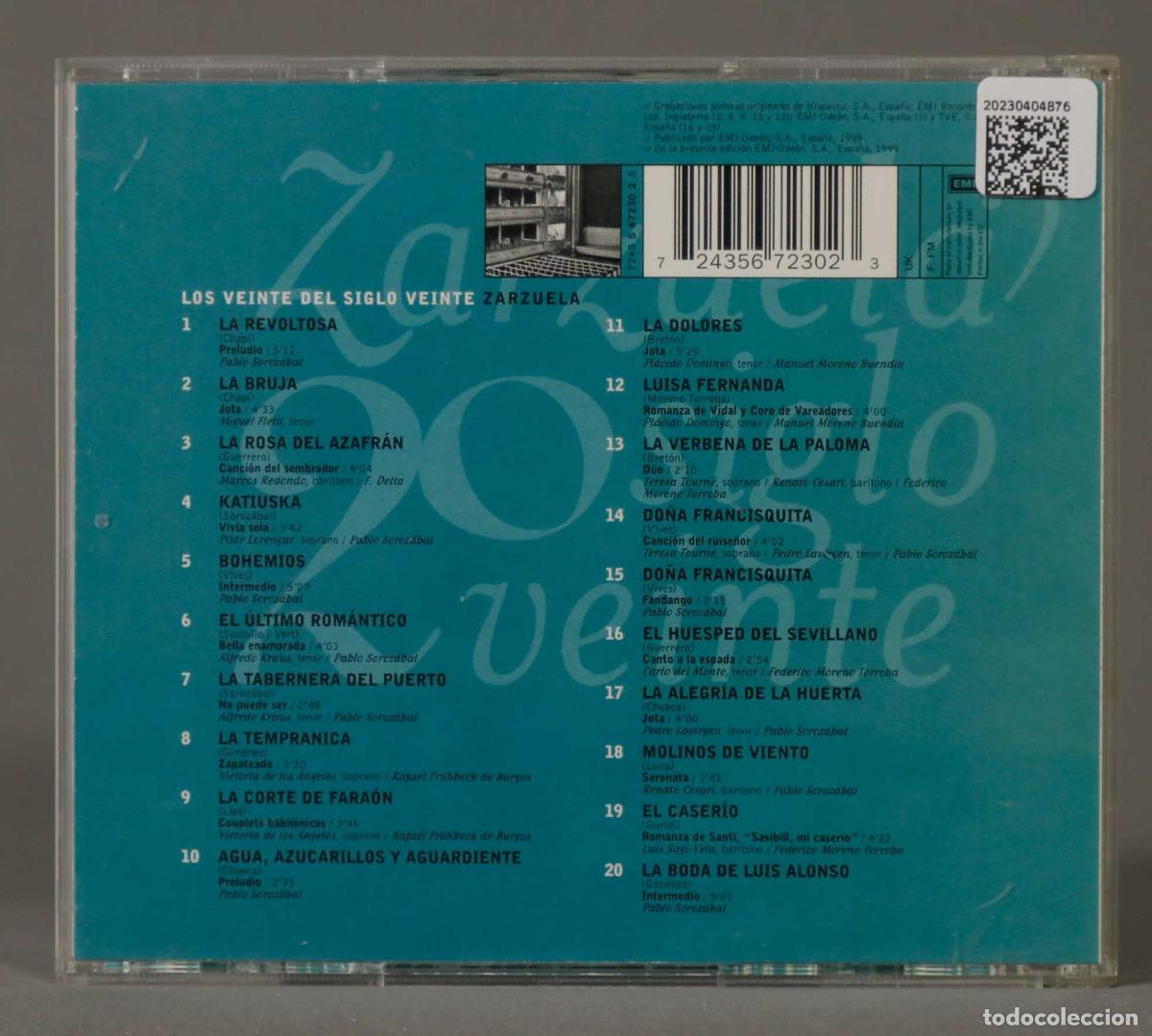 CDs de m&uacute;sica: CD. ZARZUELA. LOS 20 DEL SIGLO XX - Foto 2